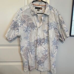 Quiksilver White and Blue Tropical Men's Shirt